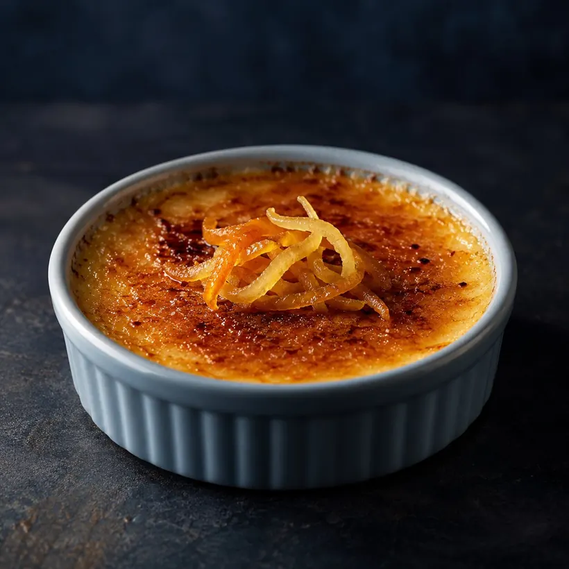 Lady Di — ilustração de crème brûlée com cascas cítricas